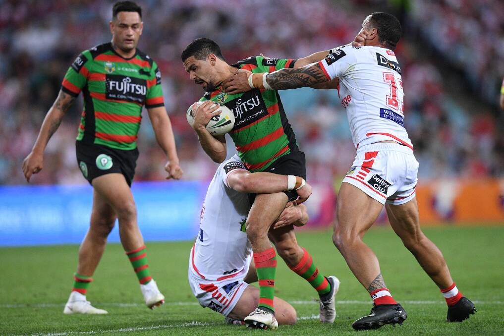 Cody Walker in action for the Rabbitohs against the Dragons. Photo: Dan Himbrechts