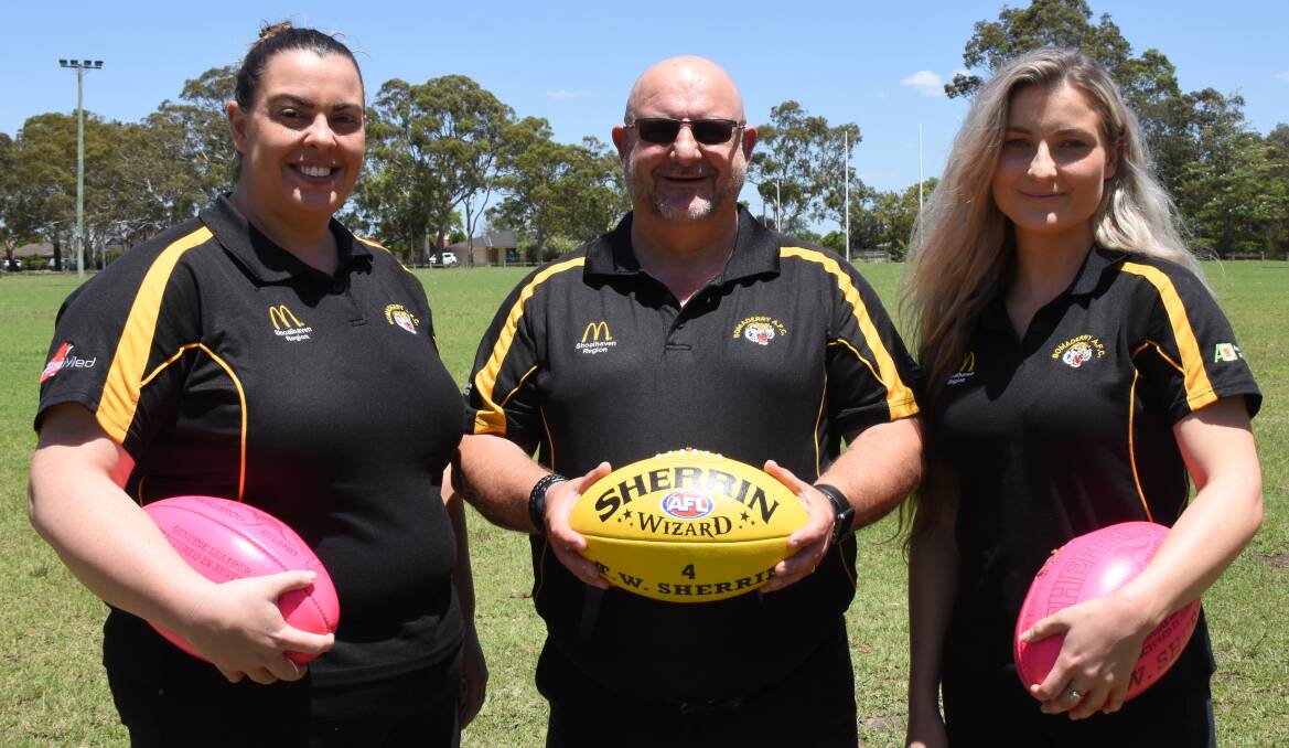 FAMILY AFFAIR: Simone, Geoff and Jaimi Gibbs will team up for the Bomaderry Tigers in 2019, as the club strive for back-to-back AFL South Coast premierships. Photo: COURTNEY WARD
