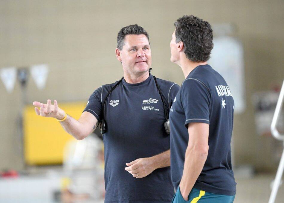 Australia's latest national head swimming coach Rohan Taylor with predecessor Jacco Verhaeren. Photo: Delly Carr/Swimming Australia