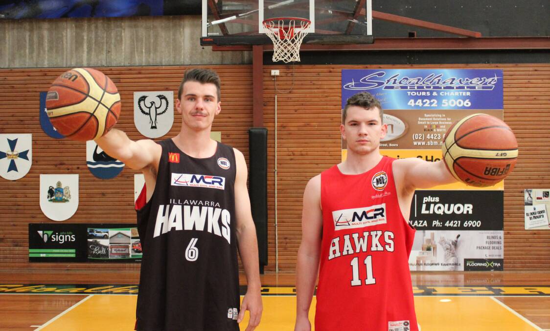 Shoalhaven's Riley O’Shannessy and Gavin Costain in the Hawks gear. Photo: FIONA COSTAIN