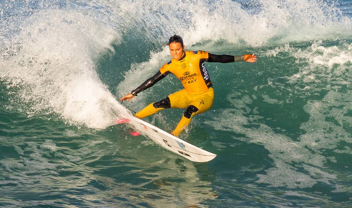 Gerroa's Sally Fitzgibbons at J-Bay. Photo: WSL/TOSTEE