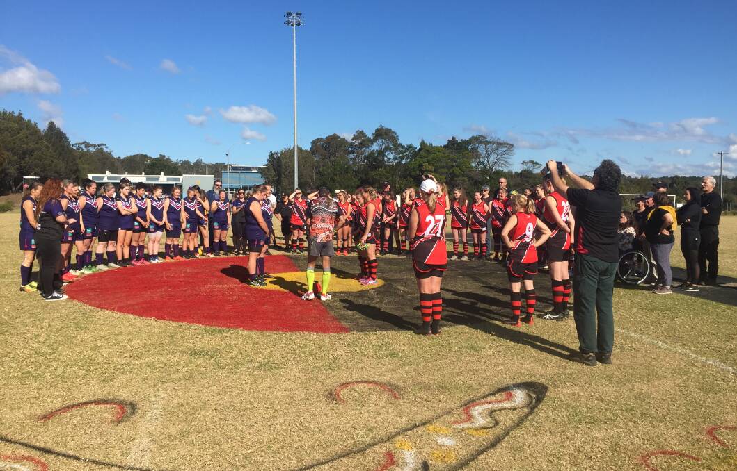 INDIGENOUS ROUND: Centre field before the match between the Bay and Basin Bombers Womens team and the Ulladulla Dockers.