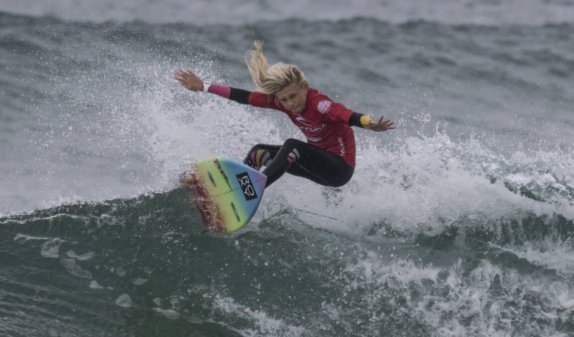 Keira Buckpitt rides a wave during the final at Jan Juc. Photo: Cahill Bell-Warren/Surfing Victoria