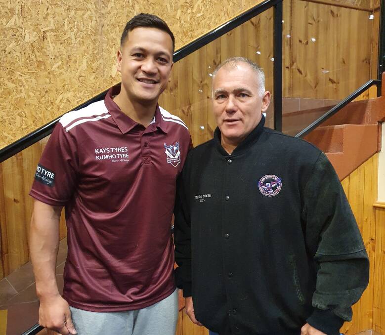 Eagles Chase Stanley with co-coach Ian Jones on Saturday. Photo: Supplied