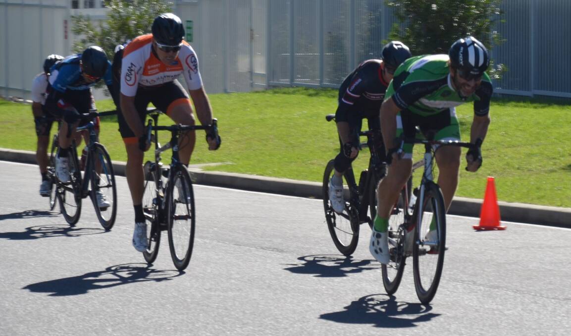Vitiello's victory: Richard Vitiello sprinting to the win in Nowra Velo Club's 42km road race on Sunday.