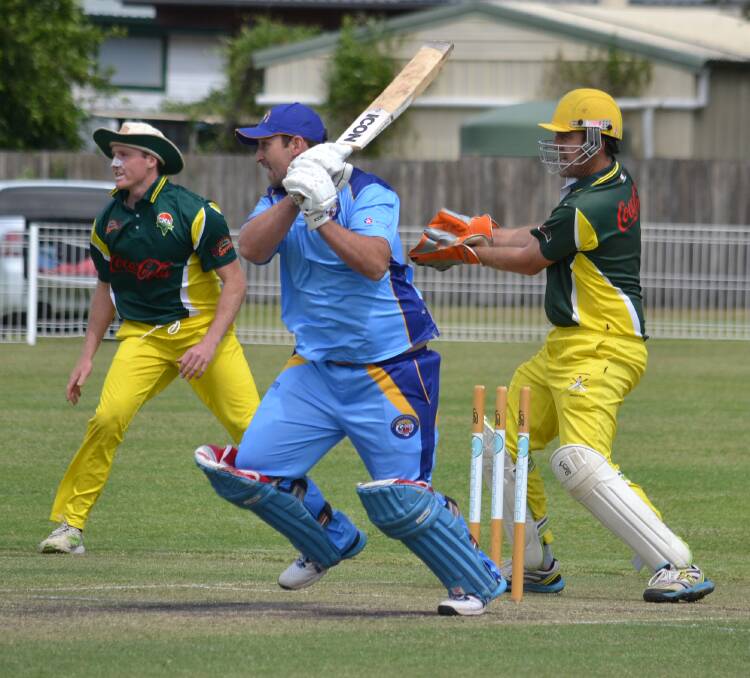 DRIVE: Bomaderry's Jono Clack hit two boundaries and two sixes on his way to scoring 59 in his side's win against Shoalhaven Ex-Servicemens at Hayden Drexel Oval. Photo: DAMIAN McGILL