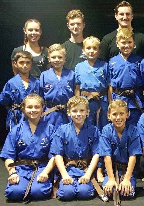 COMMITMENT TO THEIR SPORT: Southern Fitness and Martial Arts Centre Bomaderry's advanced junior kick-defence following their recent term one gradings.