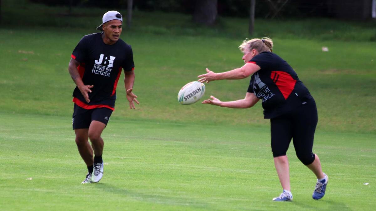 JB Electrical's Jimmy Hendrix and Kath Swanson during a recent touch match at Lyrebird Park. Photo: Team Shot Studios
