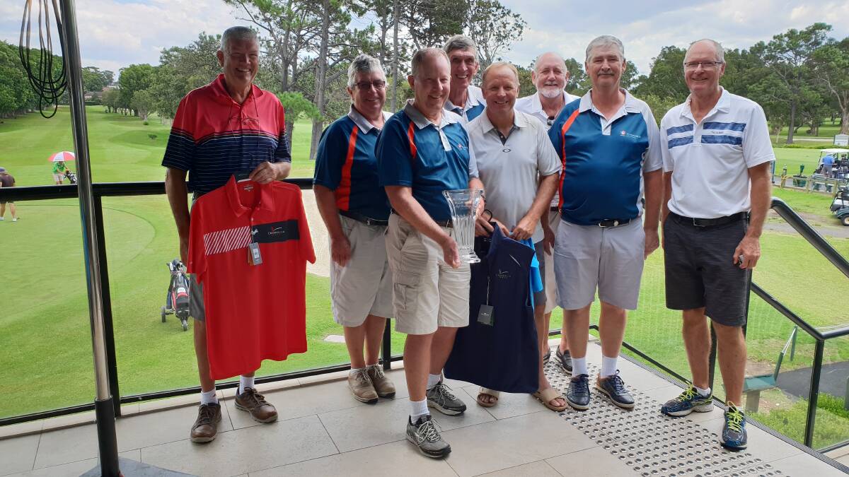 Men's Golf Nowra. The victorious team that defeated Cronulla at Cronulla on February 8 & 9 is Geoff McVey, Tim O'Shea, Peter Done, Derek Trusler, Lindsey Jones, Denis Mulvihill, Collin Lott and Roger Hardy. Thanks to Kel Campbell.