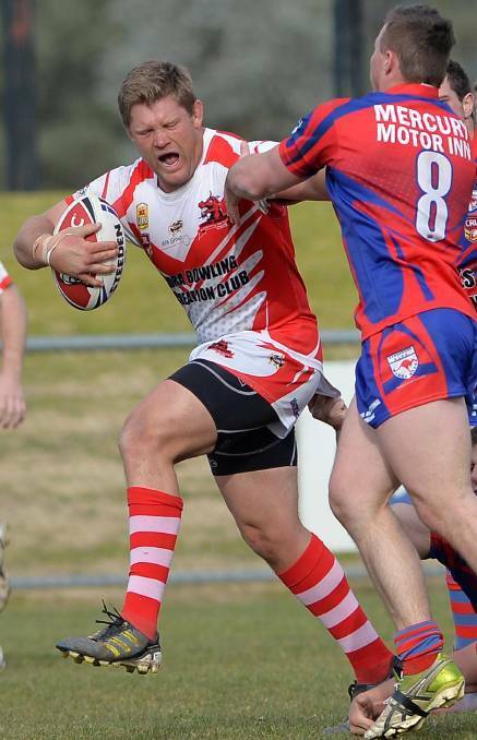 Michael Henderson takes a hit-up for the Temora Dragons. Photo: SUPPLIED