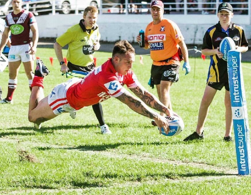 Kayne Brennan scores a try for the Illawarra Cutters at the Nowra Showground. Photo: Supplied