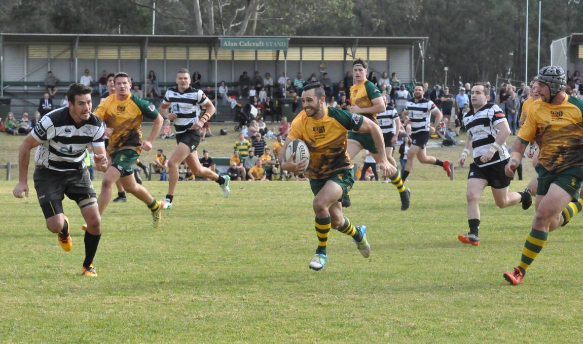 Speedster: Shoals' Mark Brandon had too much pace for the Kiama defence, bagging six tries. Photo: DAMIAN McGILL
