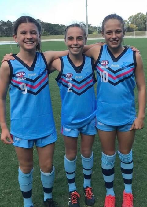 South Coast's Darcy Weber, Oasis Huender and Heidi Smith after their selection in the NSW merit side. Photo: Supplied