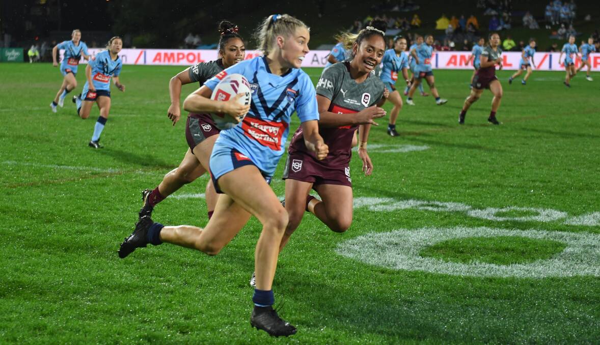 Stingrays' Teagan Berry makes a break for the NSW under 19s women's side in 2021. Photo: NRL Photos