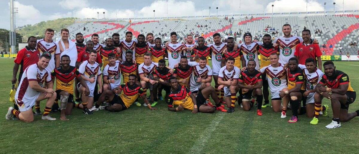 The Country under 23s side and the PNG Digital Cup Representative Team after their match. Photo: CRL