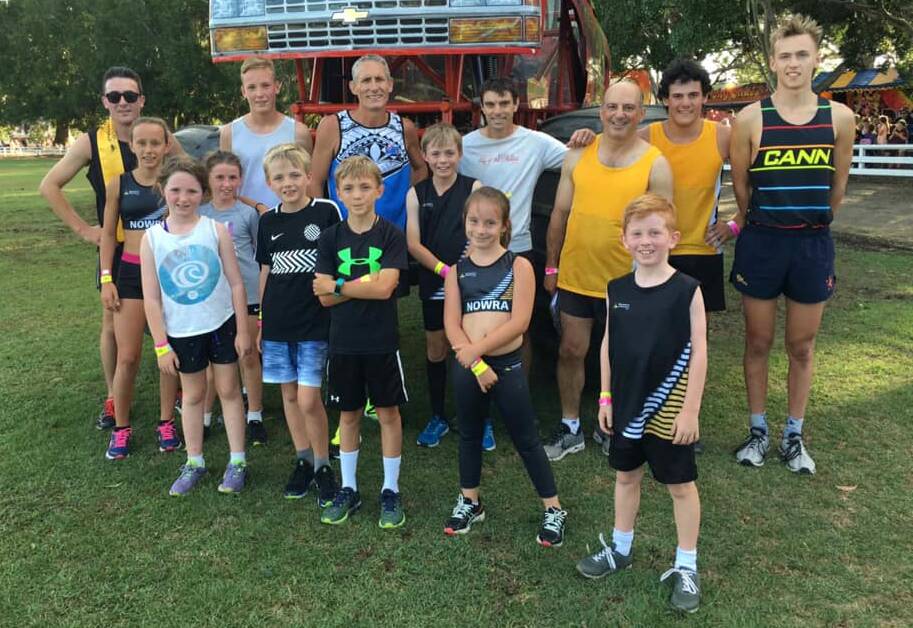 On for young and old: Runners of the Nowra Show 1km handicap race held on February 9. The event was won by sprinter Emerson Brian. 