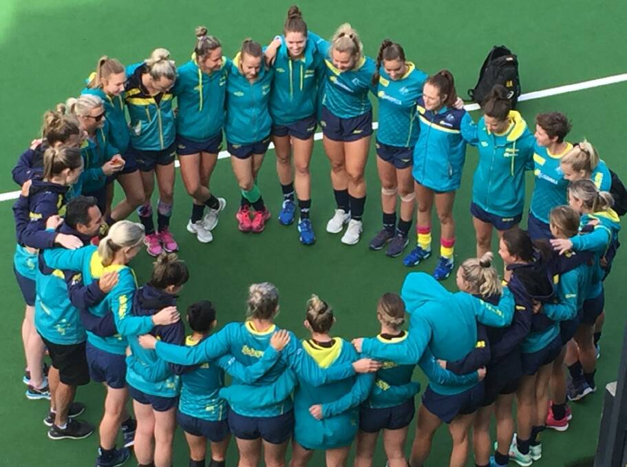 The Hockeyroos team during a team training session, ahead of the Four Nations tournament in Japan. Photo: HOCKEY AUSTRALIA