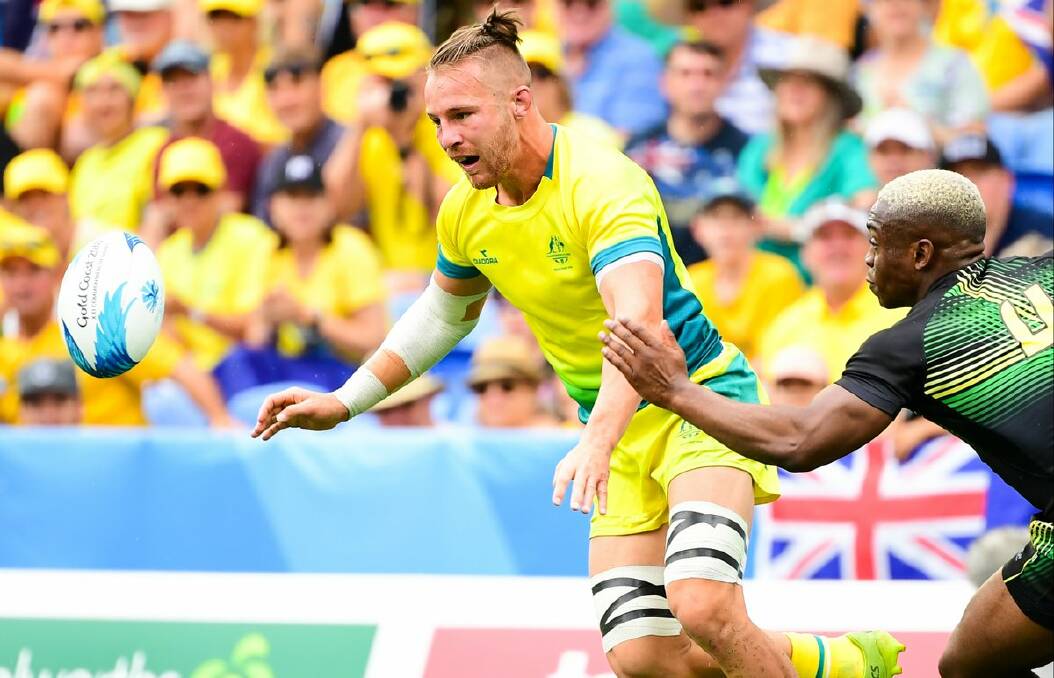 AUSSIE HONOURS: Tom Connor in action for the green and gold at the 2018 Commonwealth Games on the Gold Coast. Photo: AU 7s