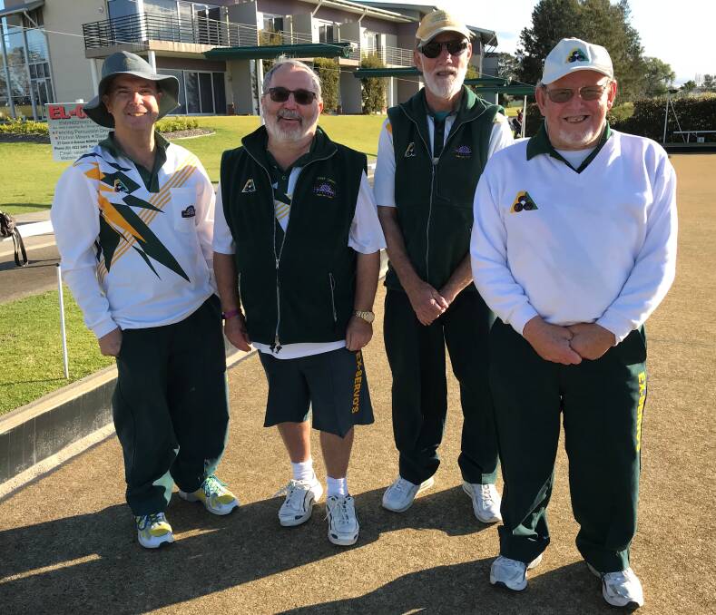 Shoalhaven Ex-Servicemen Men: First round in the Major/Minor Pairs Championship 2018 (from left) Gary Thurston, Peter Smith, Gary Way and Harry Pearce.