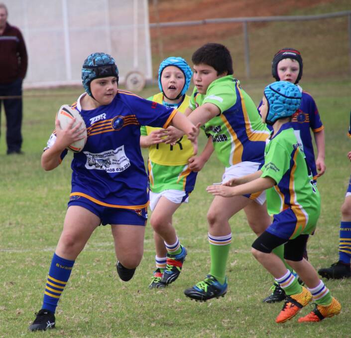 ON FIRE: Bomaderry under-9s player Thomas Faulkner goes for the line during the weekend's action.
