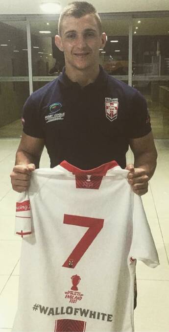 Liam Quinn with his England jersey.