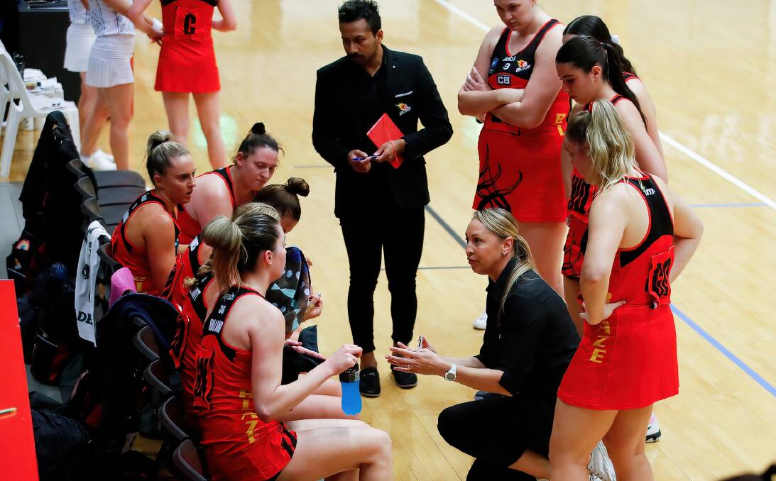 Marji Parr coaches the South Coast Blaze open's team in 2021. Photo: May Bailey/Clusterpix Photography