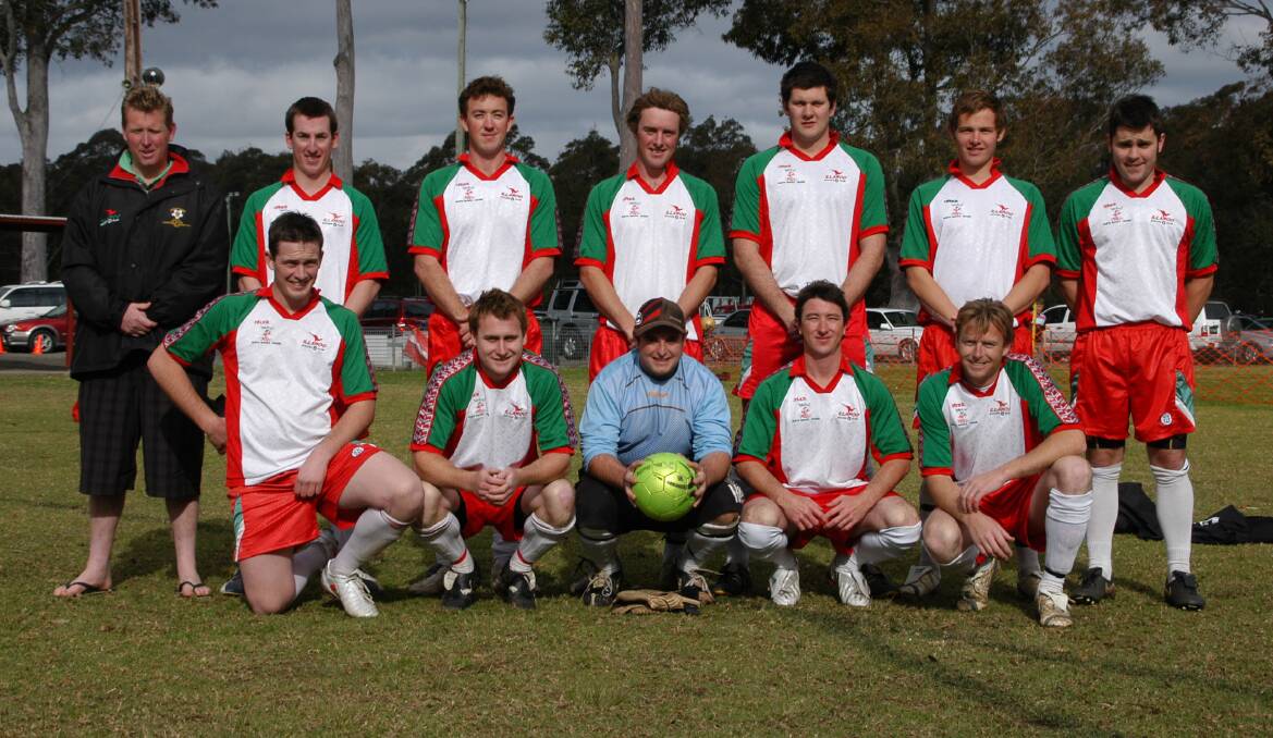 Sam Leedham (back row, third from left) and the 2008 Illaroo first grade men's premiership side. Photo: ROBERT CRAWFORD