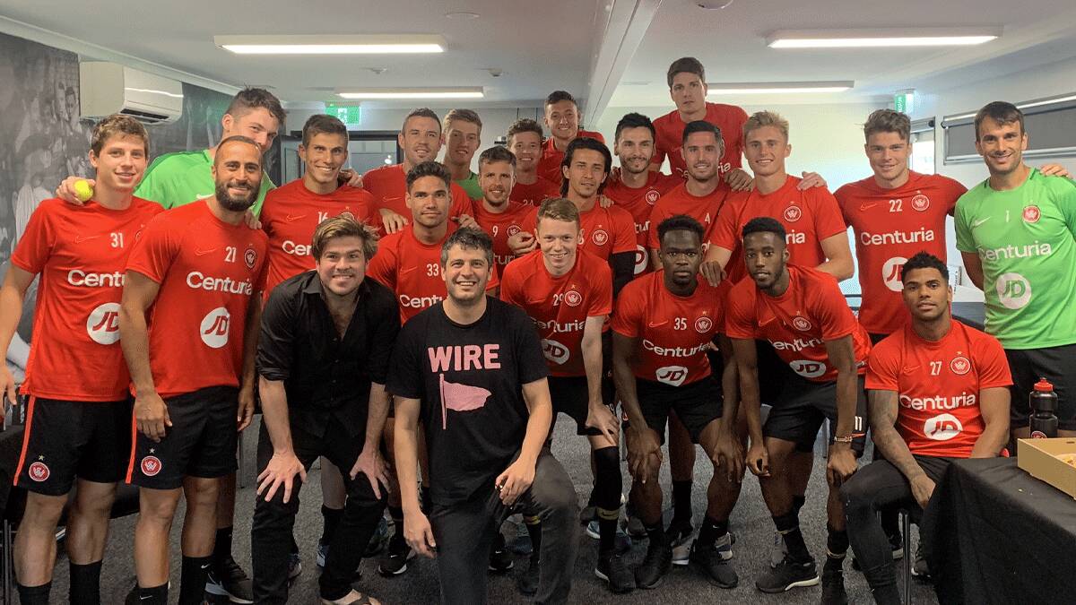Jake Trew (middle row, third from right) and his Western Sydney team. Photo: WANDERERS MEDIA