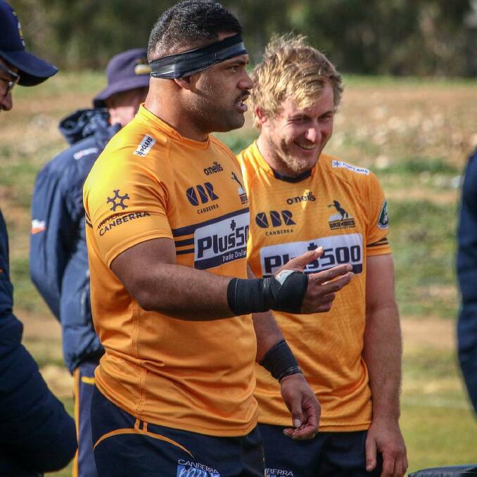 Will Miller (right) will start from the bench against the Rebels this Saturday. Photo: Brumbies Rugby