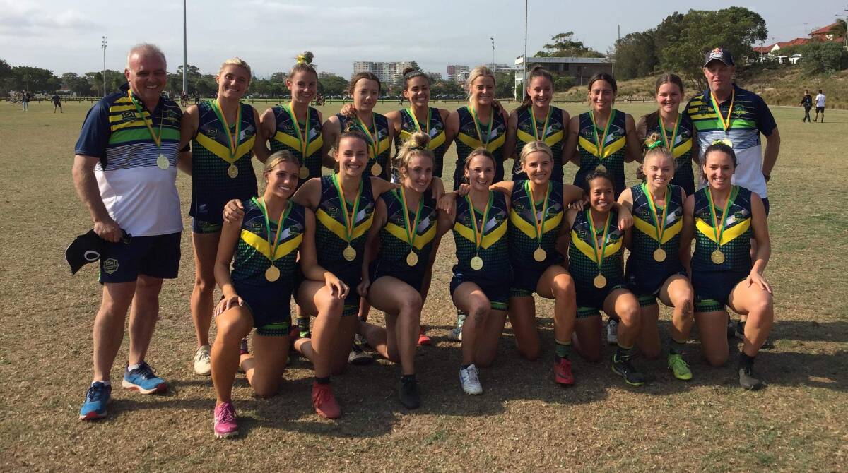 Ebony Murray (front right) and her Australian team after their win against China.