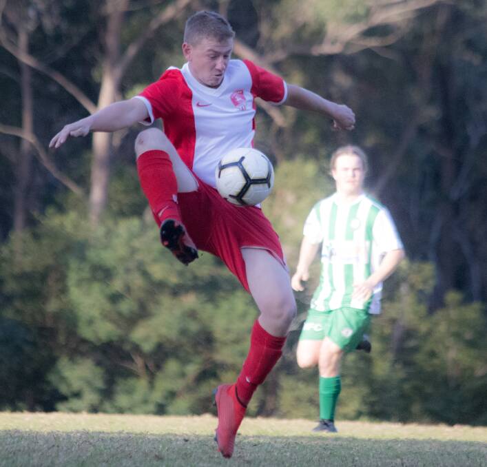 St Georges Basin's Lachie Mellier controls the ball in 2019. Photo: TEAM SHOT STUDIOS