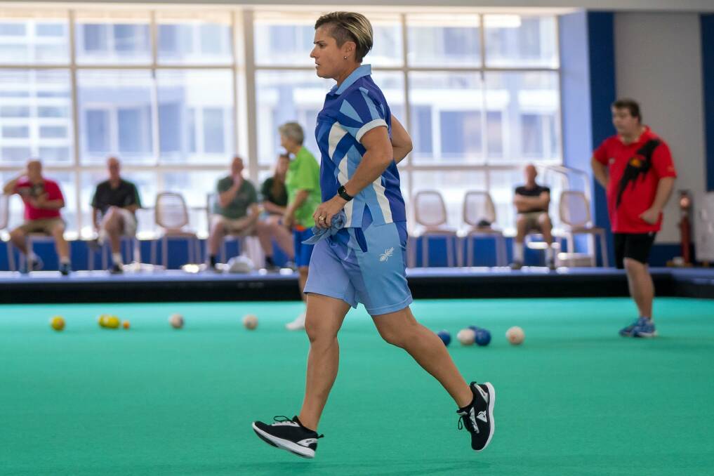 Shoalhaven Heads product Karen Murphy in action during the Australian Indoor Bowls Championships at Tweed Heads. Photo: BOWLS AUSTRALIA