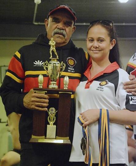Mount Warrigal's Russell Roger Henry with his daughter Kristie Williams. Photo: GREG RIGBY SPORTS PHOTOS