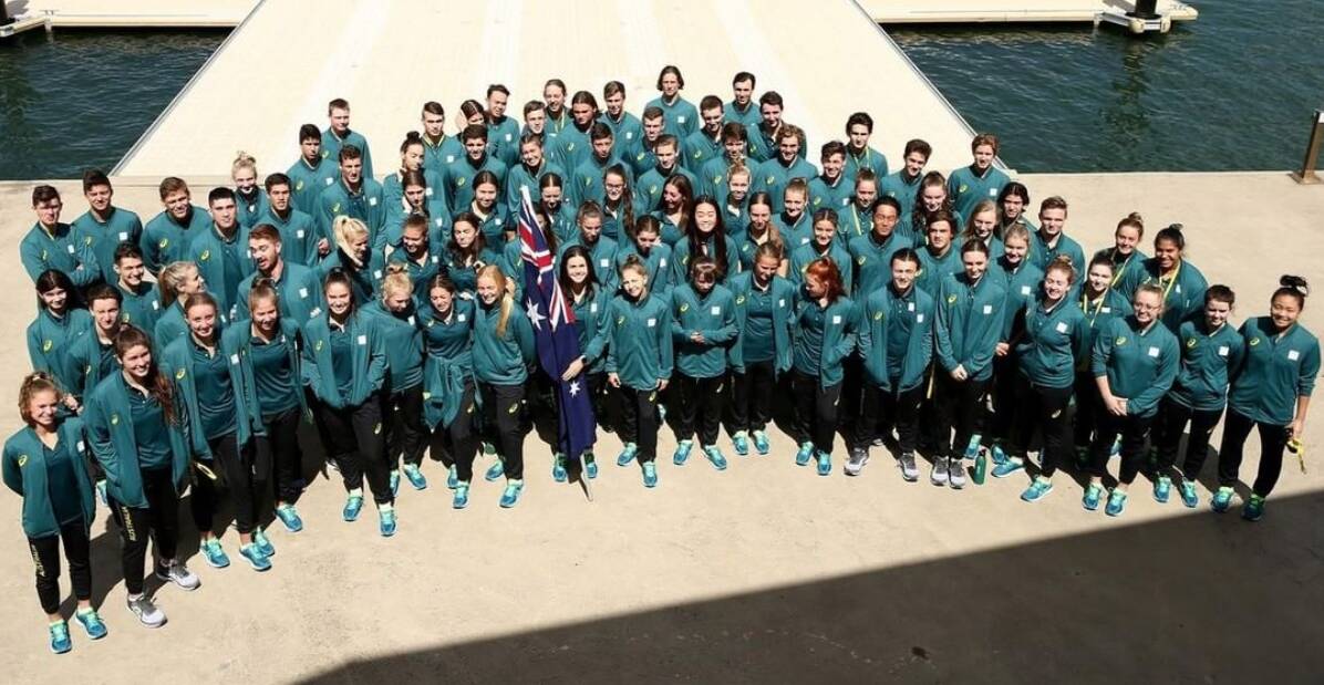 Alex Halank and his Australian Youth Olympics Team. Photo: AOC