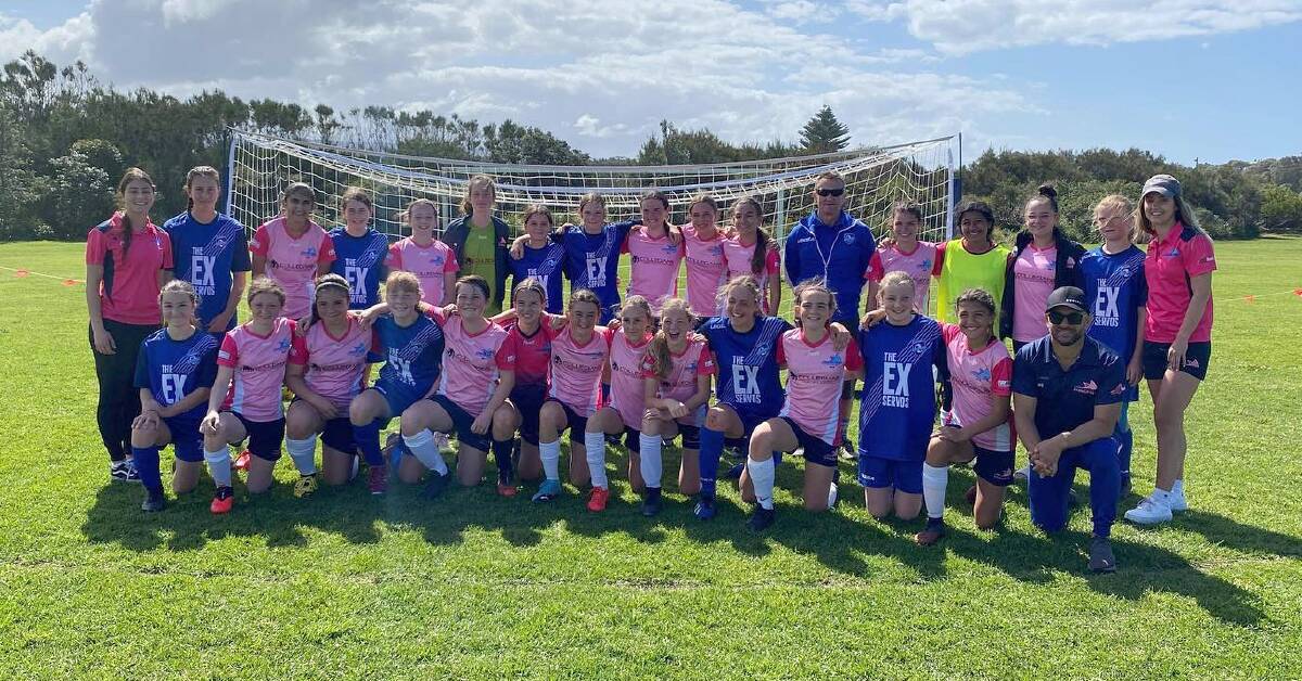 Southern Branch FC and Illawarra Stingrays players after a friendly match between the two clubs earlier this year. Photo: Supplied