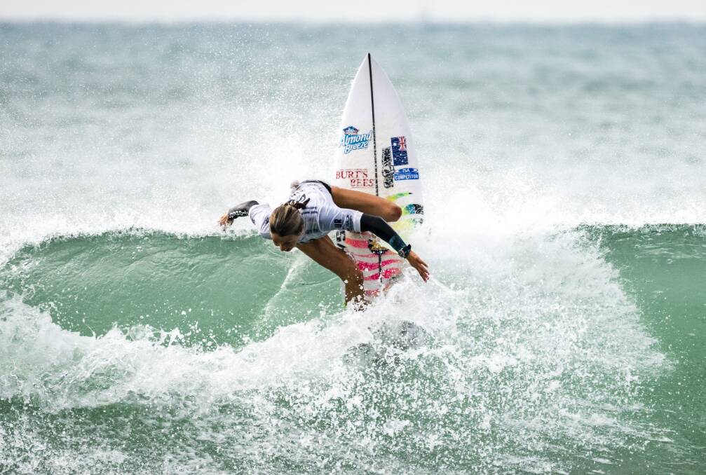 Gerroa's Sally Fitzgibbons competes in Japan. Photo: Blainey Woodham/Surfing Australi