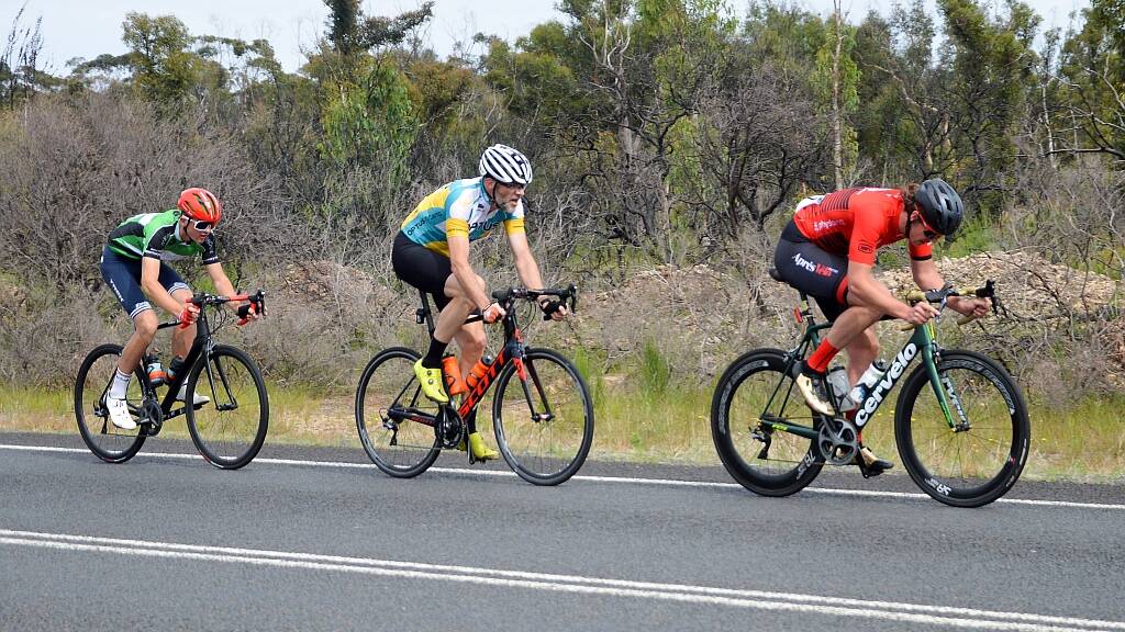 Early action in A grade, as Levi Johns leads Mark Astley and Coby Muir.