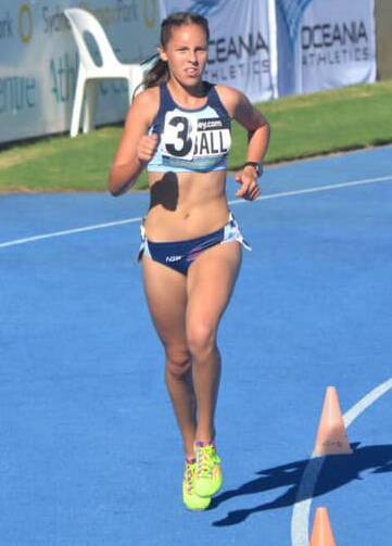 Top effort: Nowra Athletics Club's Ella Dyball ran a personal best in the U16 steeplechase at the Australian Athletics Championships, finishing 10th in a time of 7 minutes 42.61 seconds.