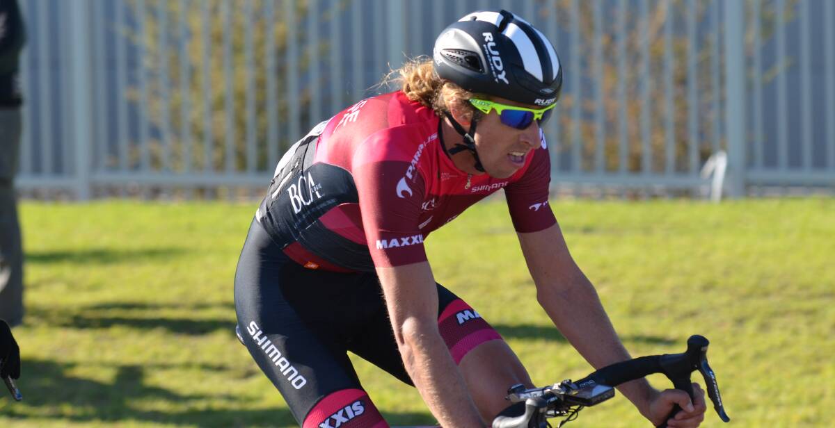 Too strong: Wollongong visitor Brodie Talbot rode strongly to take a solo win in Sunday's division one criterium race at the Aviation Tech Park circuit.