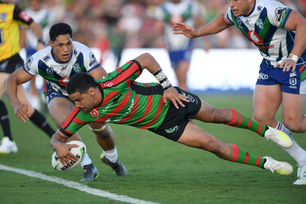 Cody Walker dives over for a try against the Warriors. Photo: Scott Davis/NRL Photos
