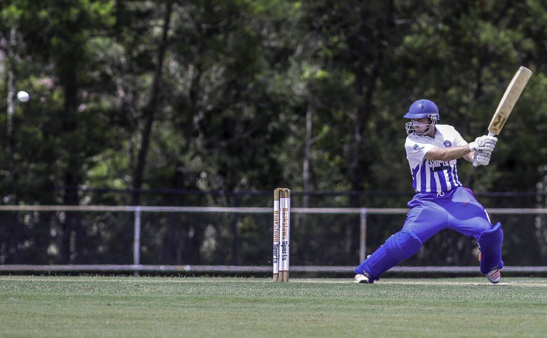 POETRY IN MOTION: Former-Shoalhaven cricket star Philip Wells plays a cut shot during the seson for the Bankstown Bulldogs in the Sydney first grade competition. Photo: DAVID CLIFTON