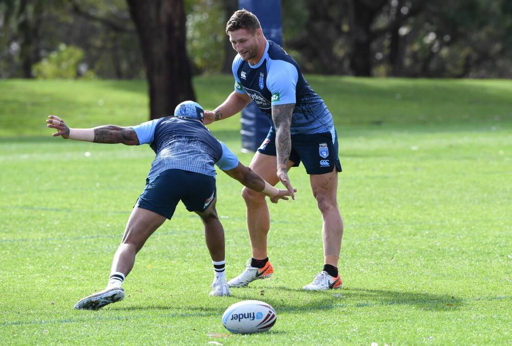 Tariq Sims trains in Perth with the NSW side. Photo: Grant Trouville