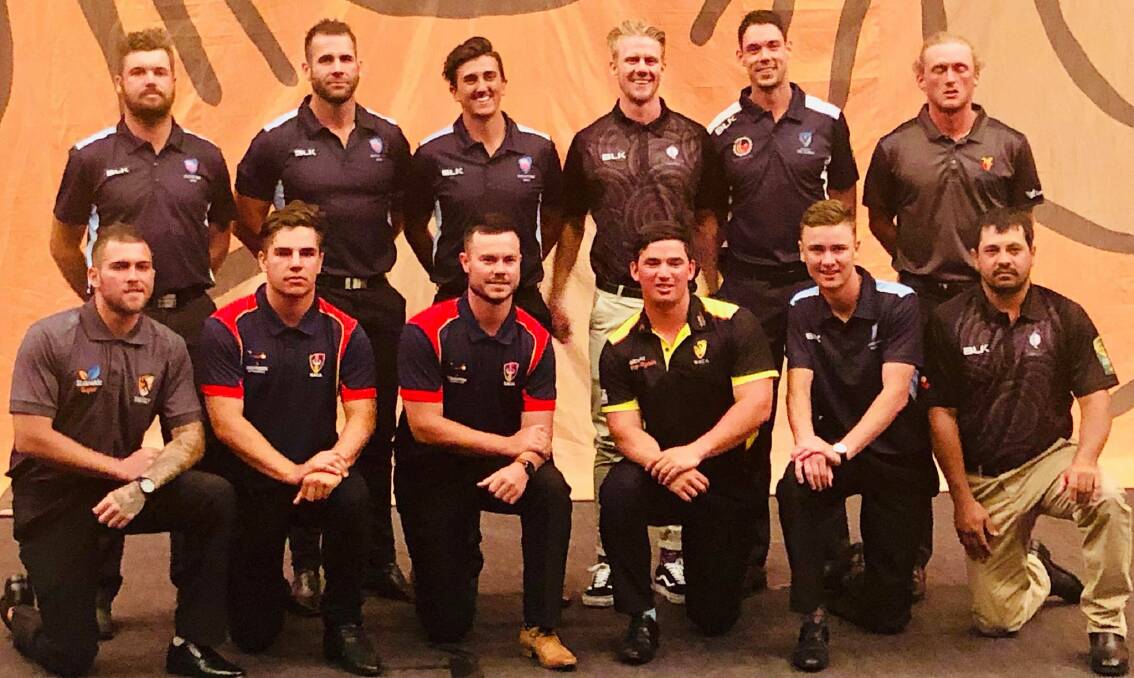 Kealen Blattner (front row, second from left) and the rest of the Australian Indigenous cricket team.