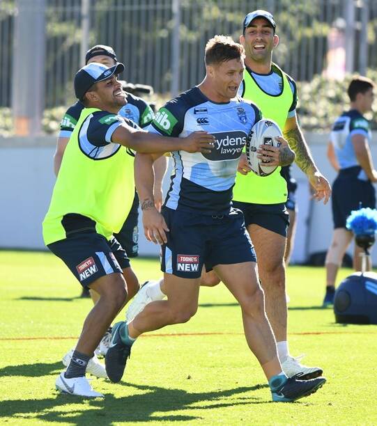 Tariq Sims during a training session with the NSW Blues. Photo: NRL PHOTOS