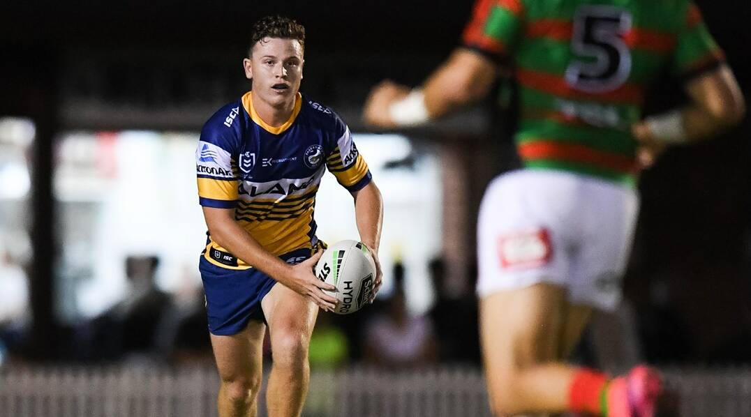 Jai Field plays for Parramatta during a NRL trial match against South Sydney. Photo: EELS MEDIA