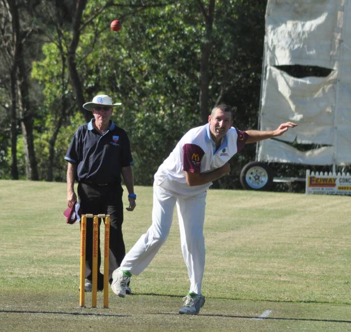 Alan Muggleton bowls down a delivery for North Nowra-Cambewarra at the Bernie Regan Sports Complex during his career. Photo: Robert Crawford