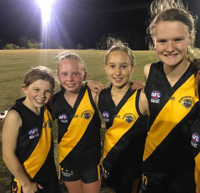 FUTURE STARS: Bomaderry Tigers' Lily Robinson, Hannah Phillips, Livia Barger and Marieke Carlile are excited to play in club's youth under 15 girls team.