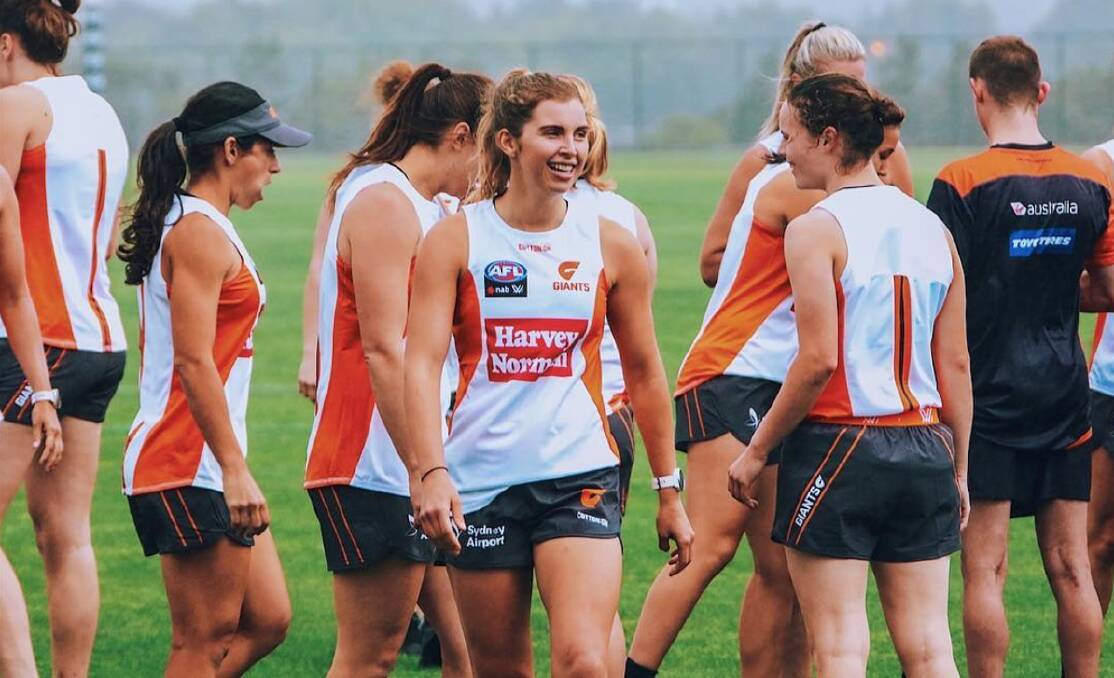Maddy Collier during pre-season training with GWS. Photo: GIANTS MEDIA