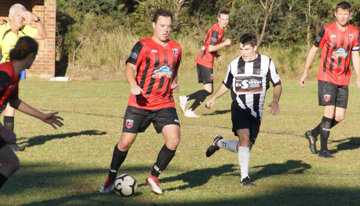 Shoalhaven District Football Association players, such as United's Taite Arney and Milton-Ulladulla's Joel Wilson, will be stuck on the sidelines until April 14. Photo: RACH HALL
