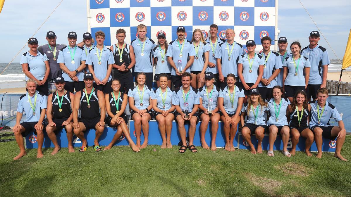 Daniel Robberds (back right), Sam Zustovich (front right) and their victorious NSW Interstate team. Photo: SLSNSW